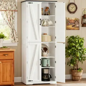 Fabiula 67"Tall Concise Storage Cabinet Freestanding Kitchen Pantry with 4 Doors & 5 Adjustable Shelves Metal Utility for Dining Room Quality Cabinets