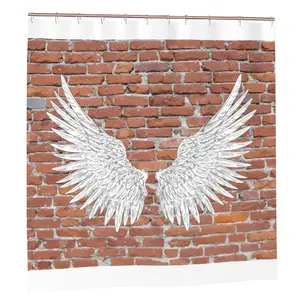 Angel Wings Brick Wall Shower Curtain