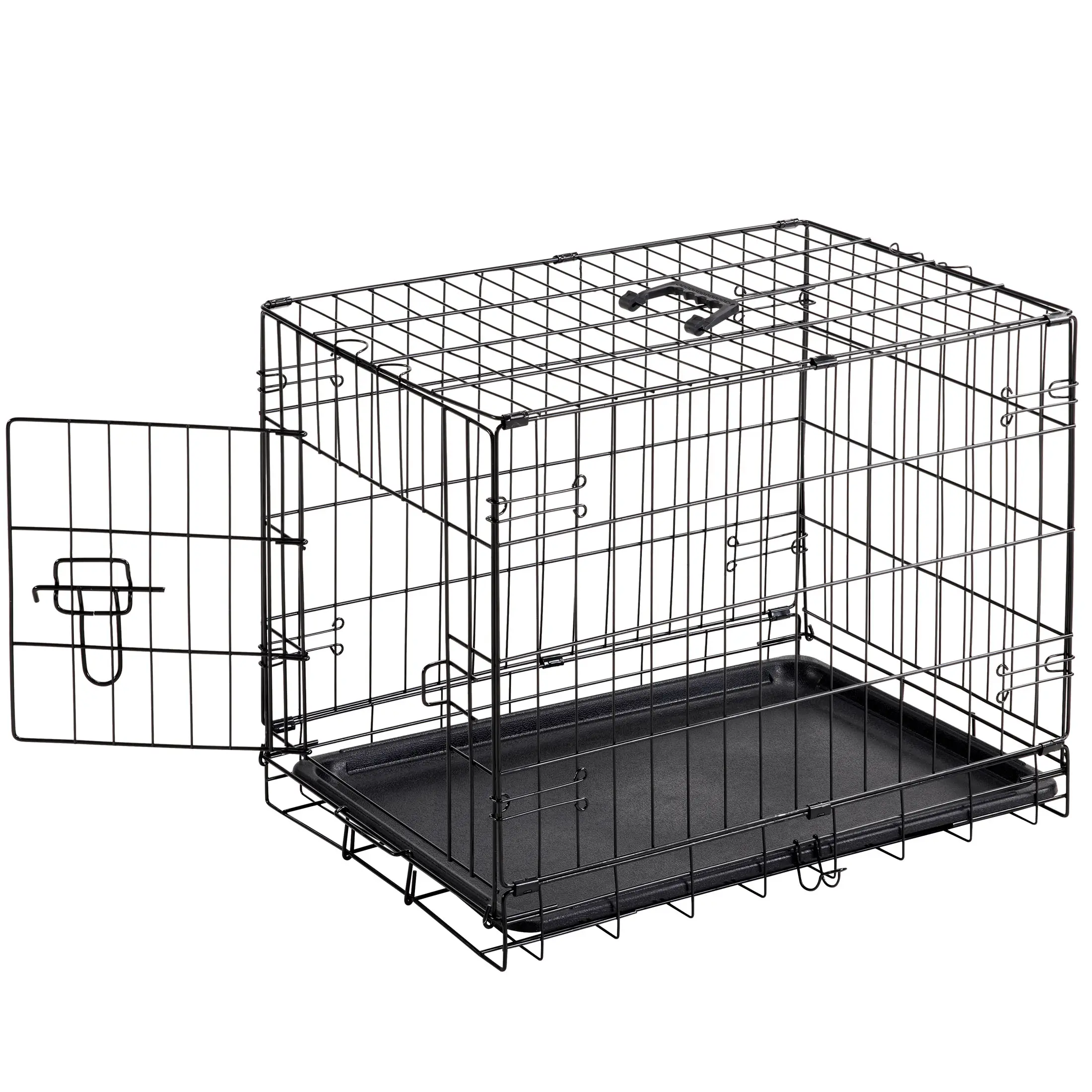 Sweetcrispy S - Dog Crate Tiny Breeds, Single Door Folding Dog Crate with Divider Panel, Leak-Proof Tray & Secure Latch, Portable, Durable & Easy to Assemble