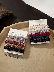 Korean-Style Satin Scrunch Hair Ties, 6/12pcs Set, Loose & Gentle for Buns, Ponytails & Braids, All Seasons Casual Style
