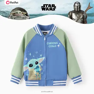 PatPat Star Wars Toddler/Kids Boy Darth Vader Childlike Character Graphic Colorblock Bomber Jacket Blue Red