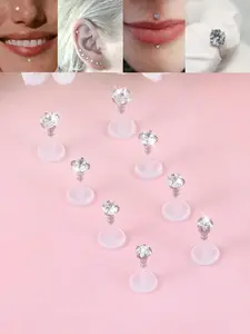 8pcs 16G Push In Clear Lip Rings Studs Plastic Medusa Labret Piercing Jewelry Cartilage Earring Tragus Earrings Threadless Helix Piercing Jewelry Helix Earrings Helix Pierced Ring 6mm 8mm 10mm Body Piercing Jewelry