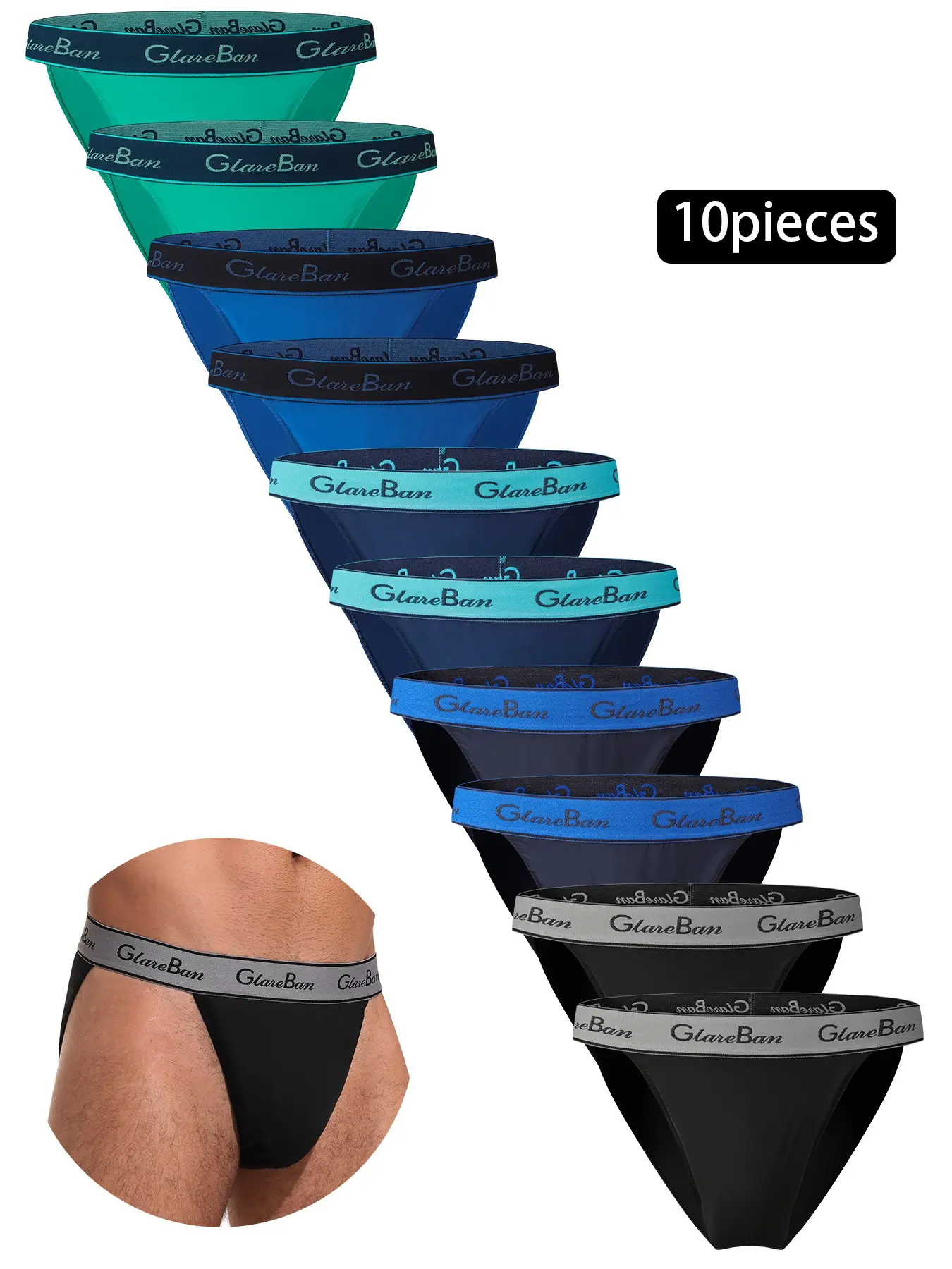 10pieces Pack Briefs Athletic Style Sportswear for Men, Comfortable Male Underwear for All Seasons, Activewear, Breathable Comfy Underwear, Breathable Comfy Innerwear
