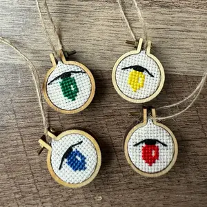 Set of 4 Cross Stitch Ornaments