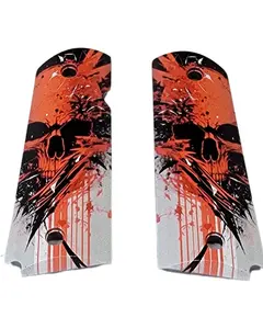 1911 Full-size ABS grips with Skull in Red on a White Background Printed Image   Panels