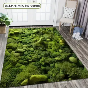 3D Realistic Moss Forest Soft Diatomite Quick-Dry Large Floor Mat Ultra-realistic 3D Three-dimensional Moss Forest Design Wear-resistant, Anti-slip and Easy To Clean Soft Diatomite Material Rug Suitable for Bathrooms Kitchens Laundries Corridors Bedrooms
