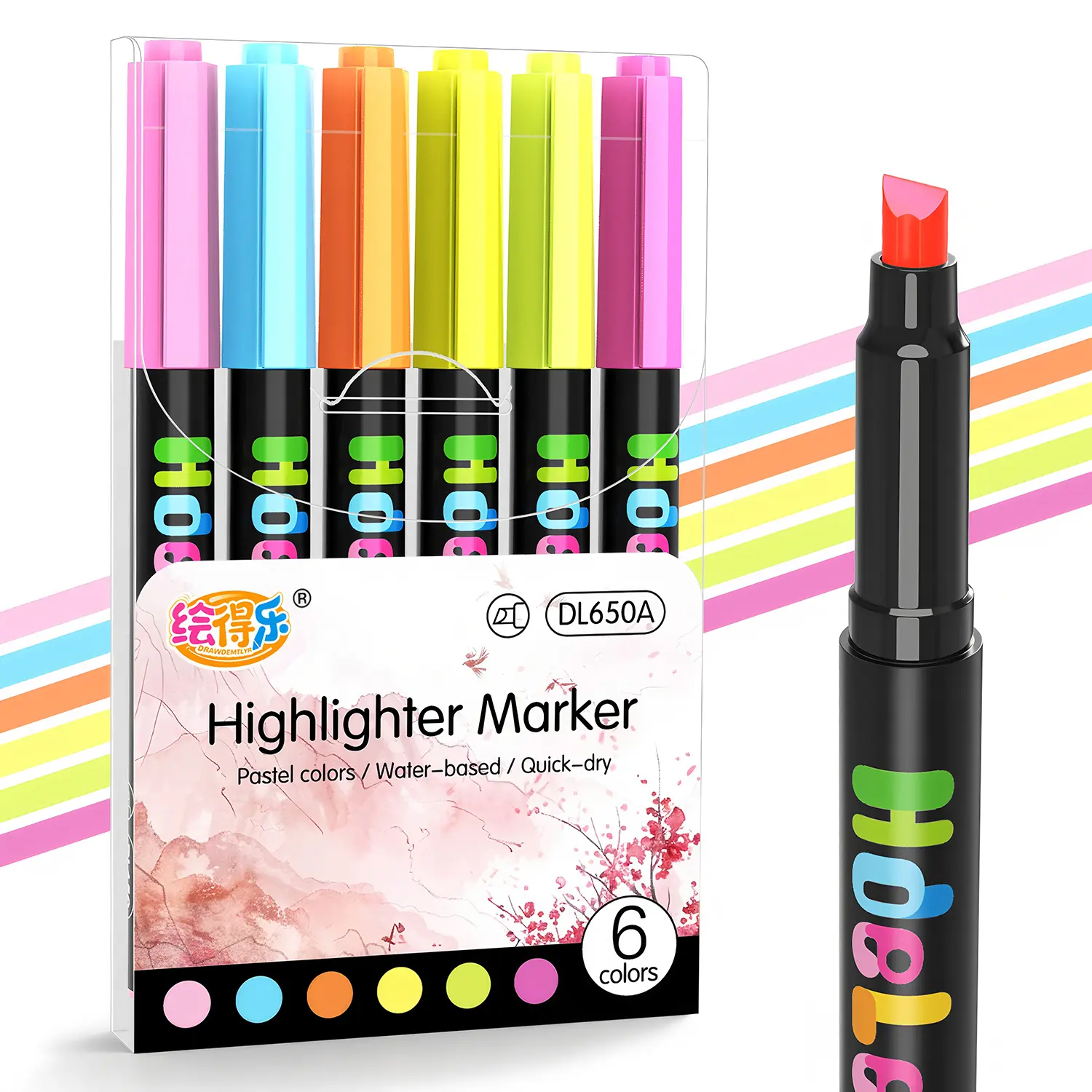 Hdele Highlighters 6pcs Chisel Tip Neon Colors Aesthetic Quick Dry for Bible Jounaling Planner Books Notes Teacher School Office Supplies