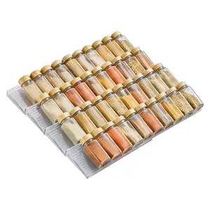 4/8 Pcs Clear Acrylic Spice Drawer Organizer, Modern Kitchen Storage Solution for Seasonings, Durable Expandable Rack for Drawer & Cabinet Use