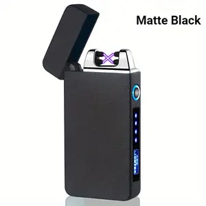 Double Arc Lighter with Battery Indicator Mini USB Rechargeable Lighter Windproof Flameless Lighter for Candle Outdoor Camping Hiking