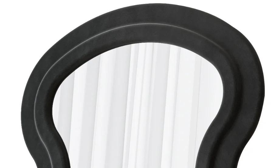 Comfortable Flannel Fabric Touch Full Body Mirror Length Wave Wood Frame Mirror for Living Room Bedroom Wall Cloakroom Gift