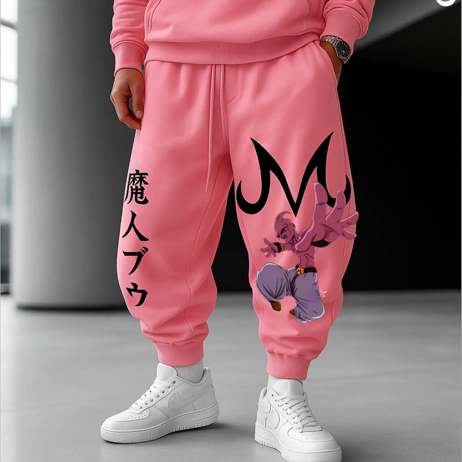 Unisex Majin Buu Sweat Pants, Dragon Ball Sweat Pants, Majin Buu Goku Gogeta Cotton Pant For Fan Anime Lover Soft Breathable Cotton Blend Regular Fit With Elastic Waistband And Adjustable Drawstring