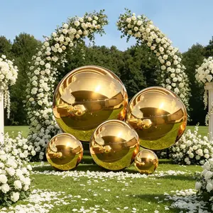 5Pcs Gold Inflatable Mirror Ball Set with Pump - Giant Shiny Metallic Disco Balls for Wedding Birthday Graduation Bachelorette Outdoor Party Decor