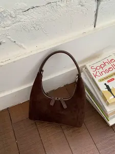 Women's Small Handbag, Elegant Minimalist Handbag, Lightweight Suede Material, Autumn Winter Fashionable Design, Solid Color Versatile Accessory for Daily Use