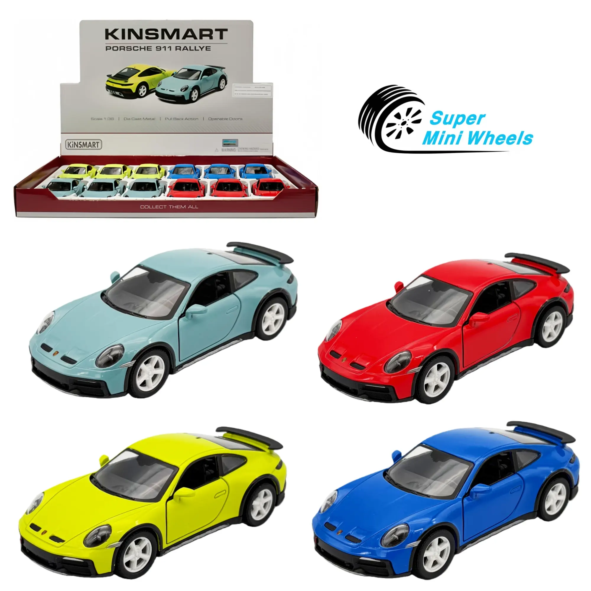 Kinsmart 1:36 Porsche 911 Rallye - 5" Diecast Model Car