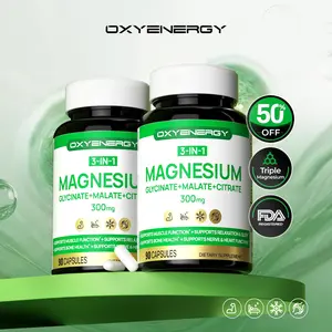 2 Bottles of Oxyenergy Magnesium for Cognition, Muscle, Sleep and Stress, High Absorption, 90 capsules/bottle Fitness Supplement