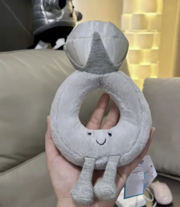 Jellycat Amuseables Diamond Ring Plush Is a Soft Wedding Gift for Engagement, Bridal Shower and Anniversary Decor