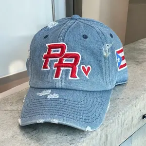Puerto Rico Distressed Dad Hats Metal Buckle