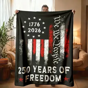 Freedom Theme Fleece Blanket for 250th Anniversary, Large Size Soft Lightweight Warm Blanket for All Seasons, Perfect Gift for Family and Friends