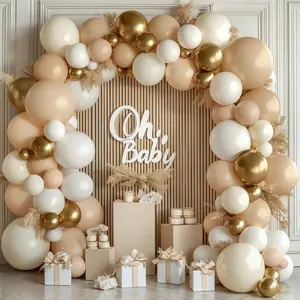 White Gold Balloons Arch Kit, Sand White Beige Nude Gold Metallic Balloons for Boho Baby Shower Bridal Shower Wedding Engagement Anniversary Neutral Birthday Party Decorations