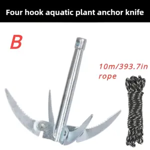Stainless Steel Folding Anchor Grabber with 393.7 Inches Long Rope, White, Durable Survival Tool, Suitable for Canoes, Kayaks And Small Boats, Corrosion Resistant, Easy to Store. yebing
