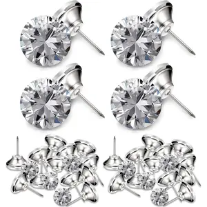 60 Clear Crystal Upholstery Buttons 20 mm Diamond Pins for Furniture Christmas DIY Sofa Headboards Cork Board Decorative Push Pins Ideal for Home Decor