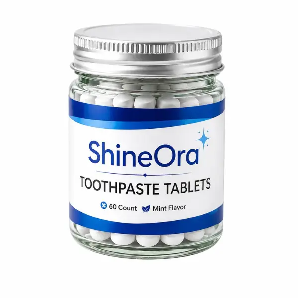 ShineOra Mint Flavor Toothpaste Tablets - Nano Hydroxyapatite, Fluoride & Plastic Free, Eco & Travel Friendly for daily brush use