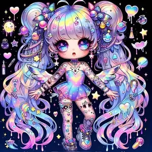 5D DIY Handmade Diamond Painting Kit, Cartoon Fairy Tale Style, Full Round Drill Mosaic Art, Home Decor Gift, Creative Needlework Craft