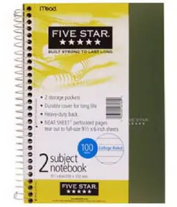 Mead 06180 100 Count - White Paper 5 Star Wire Bound Notebook