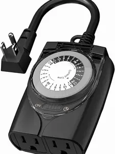 HBN Outdoor Timer Outlet Waterproof, 24 Hour Mechanical Light Timers for Electrical Outlets Outdoor Weatherproof, 2 Grounded Outlets for Christmas Lights, Holiday Decorations, 15A 1/2HP