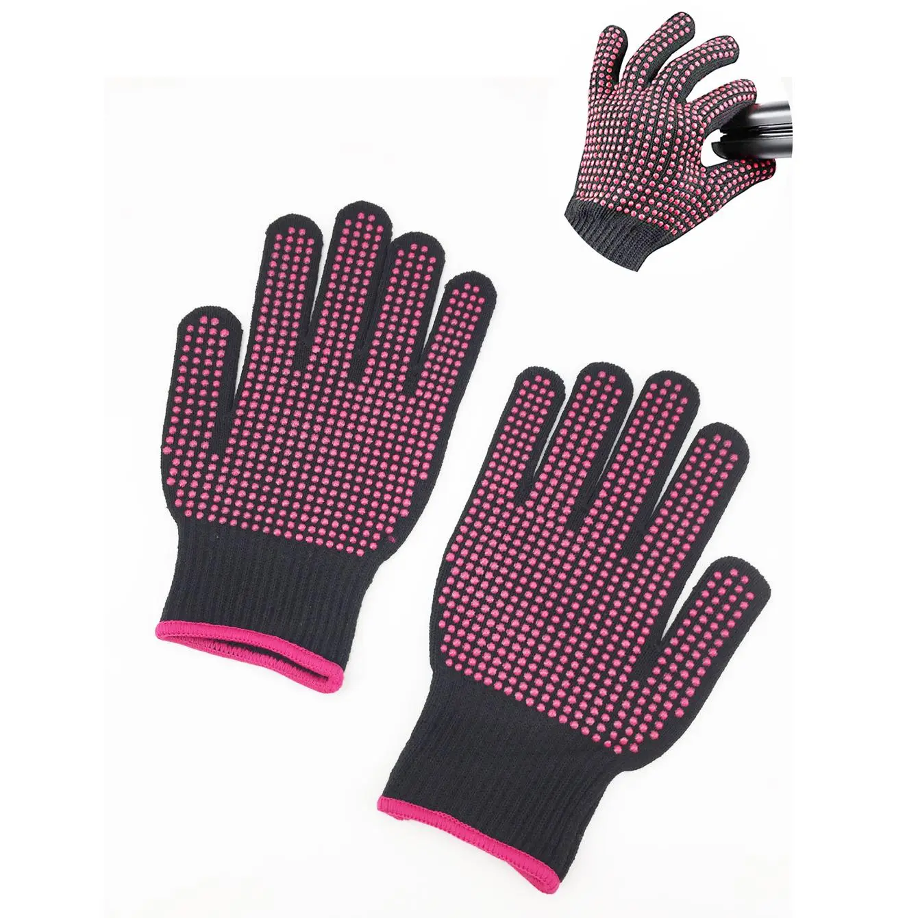 Dot Pattern Heatless Hair Styling Gloves, 1 Pair Silicone Heat Resistant Gloves for Hair Styling, Heatless Styling Tools for Home & Salon Use, Haircare Heatless
