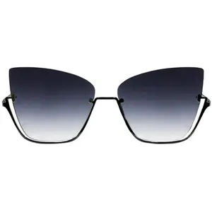 Vixen - Black Lens Black Frame Metal Cateye Sunglasses
