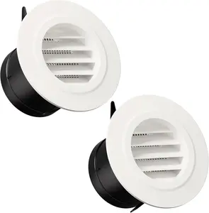 3 Inch Soffit Vents, ABS Plastic Air Duct Vent Cover with Screen Mesh, Round Vent Cover for Exhaust Fan, Bathroom, Kitchen, Garage Durable Exterior/Indoor Use, White, 2 Pack