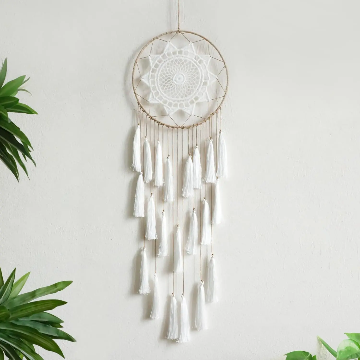 Macrame Dream Catchers for Bedroom - Tassel Wall Hanging Handmade Dreamcatchers Home Decor with Tassel Feather Ornament Craft Blessing Gift