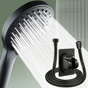 Handheld Wall-Mounted Shower Head Set, Large Hole Spray, Adjustable Pressure Boost, Durable Plastic, Easy Installation, Home Bathroom Use, High Pressure Showerhead, Pressure Boosted Shower
