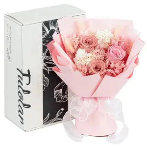 Fulolar Preserved Flowers Bouquet, Gift Box Packed Natural Long Lasting Forever Rose Mix Bouquet, Gift for Her Valentine's Day, Mother's Day, Birthday, Anniversary