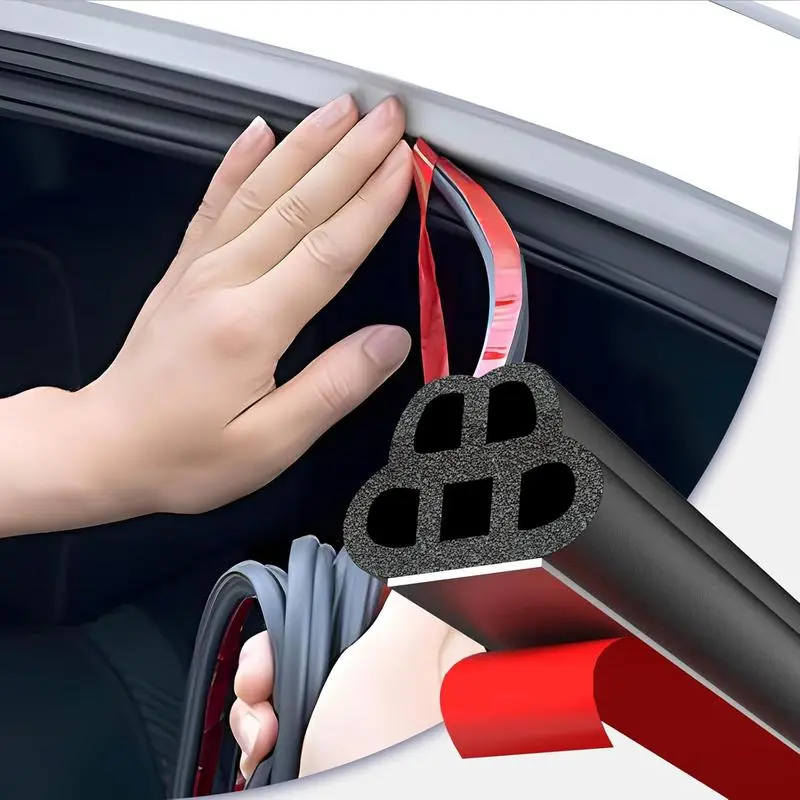 Universal Car Door Rubber Seal Strip - Self-Adhesive Double-Layer 5-Hole Soundproofing Weather Stripping, Automotive Accessory for Pickups, RVs & Vehicles (32.8ft/52.49ft), Vehicle