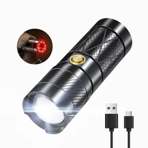 9 Modes, Red Alarm Lights, Rechargeable Flashlight With High Brightness, Super Bright Flashlights with Soft Tail Light, Zoomable/Waterproof/Camping Gadgets for Gift&Camping&Fishing&Emergency&Hiking&Hurricane&Dog Walking