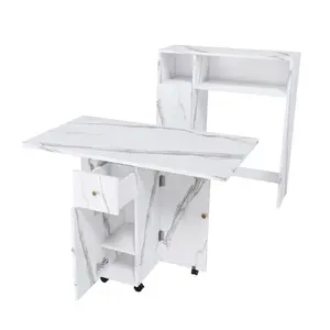 Donext Multifunctional Folding Dining Table with Wall-Mounted Sideboard & Storage for Small Apartments White Foldable Design Compact Durability Eco-Friendly Board 3 Modes Versatile Usage Smart Storage Solutions