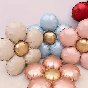 Flower Shaped Balloon, 5 Counts/set Mixed Color Matte Balloon, Balloon for Birthday Party Photo Decoration, Party Decoration Supplies