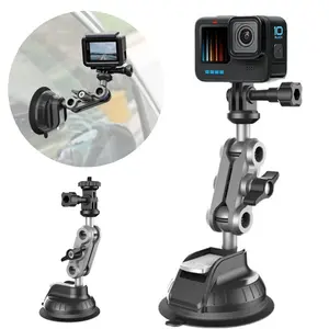 360° Rotation Suction Cup Camera Mount Holder, Car Windshield Dash Cam Holder Stand Bracket,  1/4" Holes Mount Adapter for GPS Driving DVR Action Cam Camcorder Video Record POV/VLOG, Universal Fits for Gopro Hero 13 12 11 10 9 8 7 6 5 4 3 Insta360 Akaso