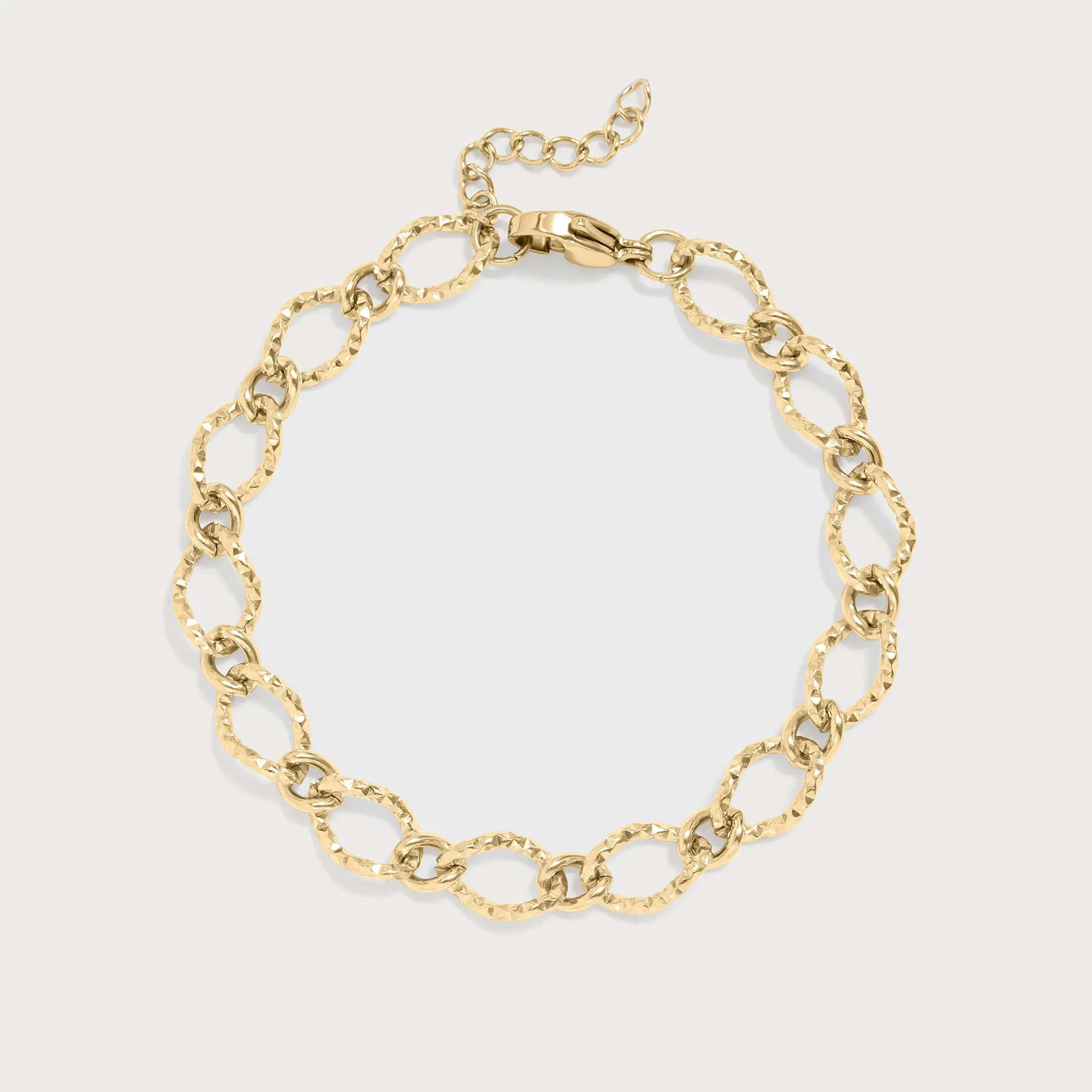 Hammered Oval Chain Bracelet