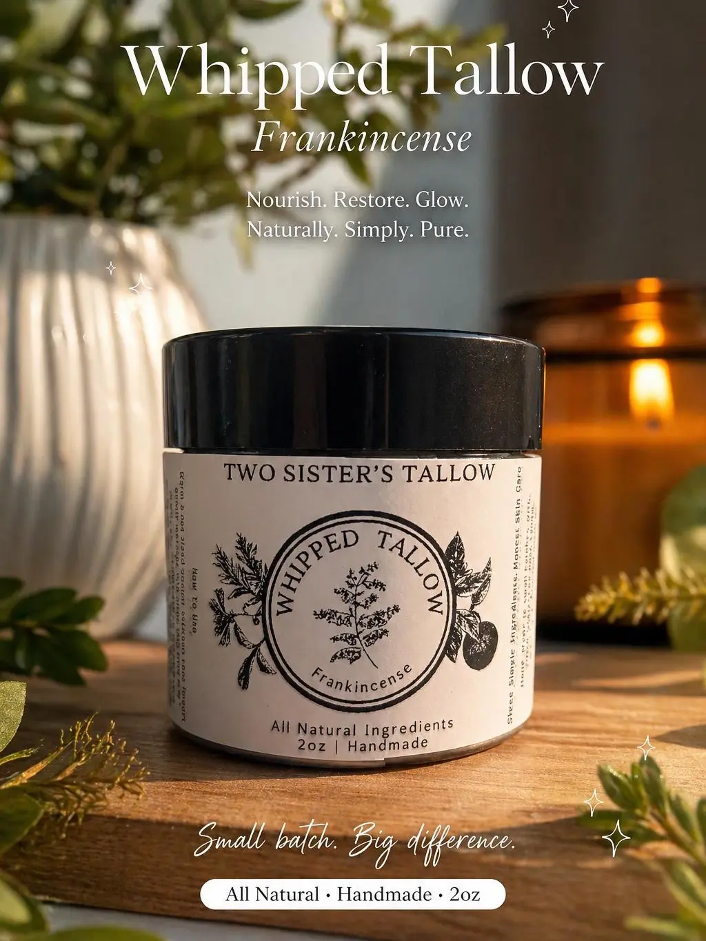 Hydrating Grass-Fed Whipped Tallow, Body Moisturizer for Beauty & Personal Care
