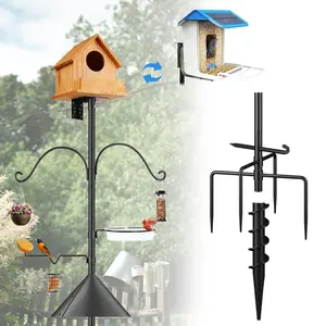 Bird Feeder Pole Squirrel-Proof, 93 Inch Heavy Duty Bluebird House Pole Kit for Outdoor Garden, Feeder Stand Adjustable with 5-Prongs Base for Hanging Plants, Bird Feeders (Shape 1)