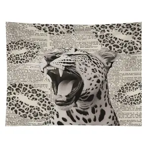 Retro Leopard Print Polyester Tapestry Wall Hanging - Light Cloth Cheetah Lips Wall Blanket, Girly Teen Room Decor, Artistic Artwork Print Room Decor Home Supplies summerwins