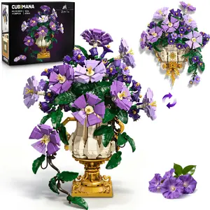 CUBIMANA 2-in-1 Morning Glory Bonsai & Botanicals Building Set with Vase, 1136PCS Model Building Kit for Adults 12+, Vintage Home Decor Birthday Gift