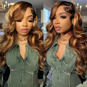 Ready To Wear Glueless 4×4 Lace Closure 4 27 Highlight Body Wave Wig Human Hair Honey Blonde Wig