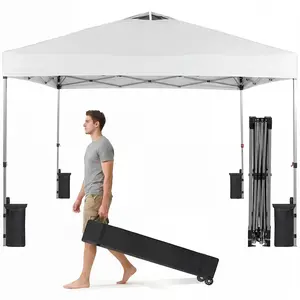 10x10 Pop Up Canopy Ten,Easy Setup Instant Outdoor Canopy with Vented Top and Wheeled Bag,White