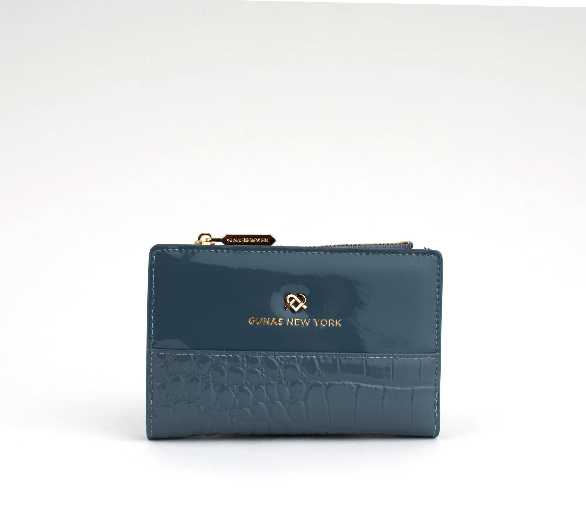 Gunas New York Madison - Blue Vegan Leather Bifold Wallet with Microfiber Material, 5 Card Slots, 4 Slip Pockets, 1 Zipper Pocket, Stylish Design