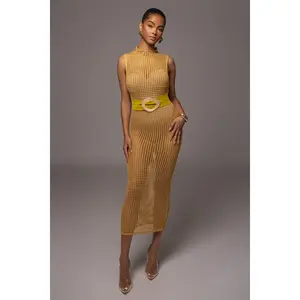 Yellow Pacific Tides Crochet Maxi Dress