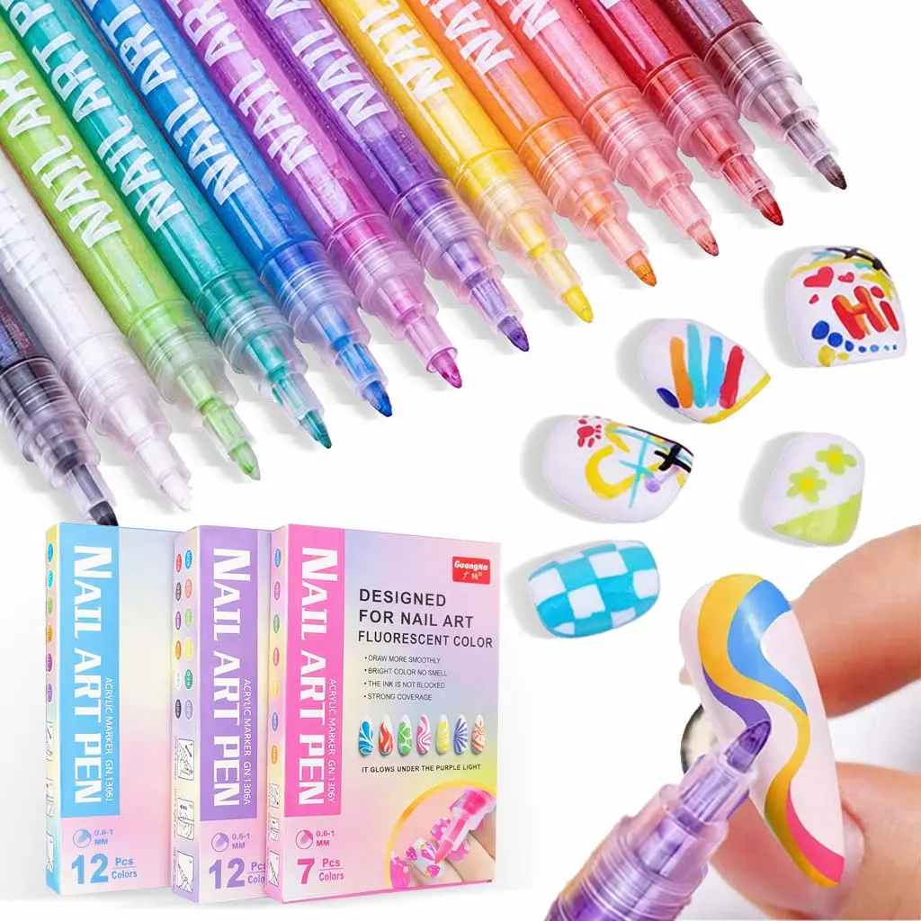 Nail Art Pens Set Fine Tip for Precise Designs Portable Tools for Home & Salon Use Beginner Friendly Nail Dotting & Drawing Pens